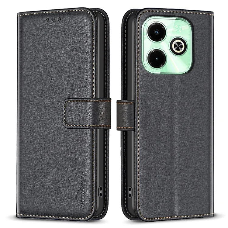 BINFEN COLOR BF17 For Transsion Infinix Hot 40 / Hot 40 Pro Wallet Case PU Leather Cover Stand