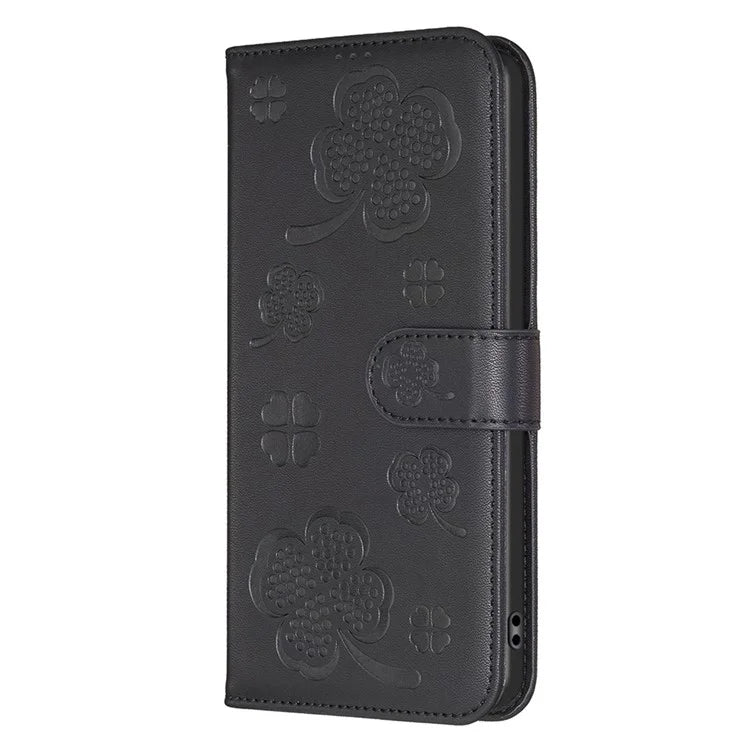 For Honor X8b 4G Leather Case Wallet Phone Cover Imprinted Clover Pattern