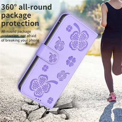 For Honor X8b 4G Leather Case Wallet Phone Cover Imprinted Clover Pattern