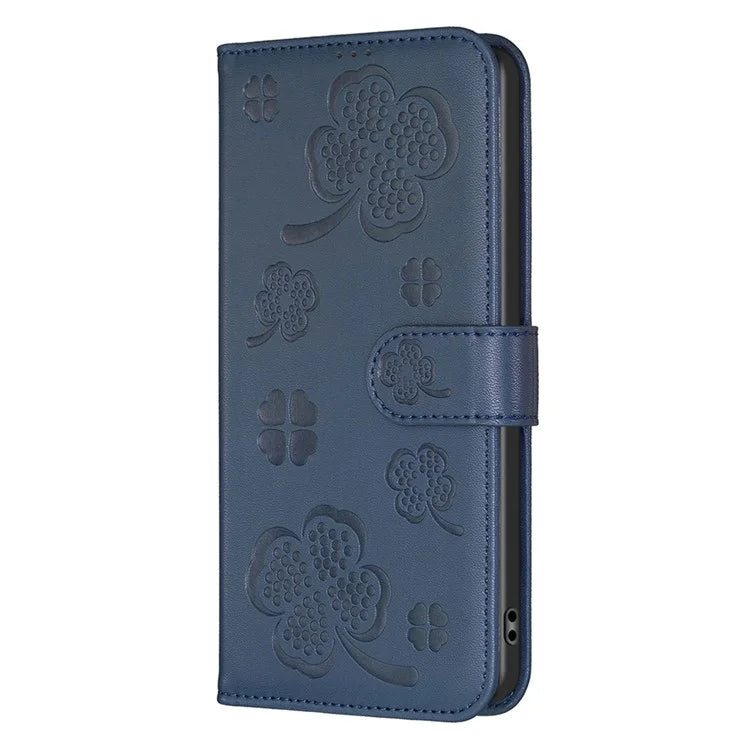 For Honor X8b 4G Leather Case Wallet Phone Cover Imprinted Clover Pattern