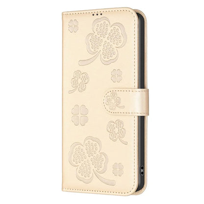 For Honor X8b 4G Leather Case Wallet Phone Cover Imprinted Clover Pattern