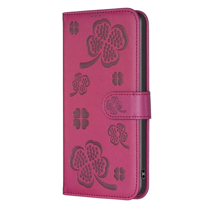For Honor X8b 4G Leather Case Wallet Phone Cover Imprinted Clover Pattern