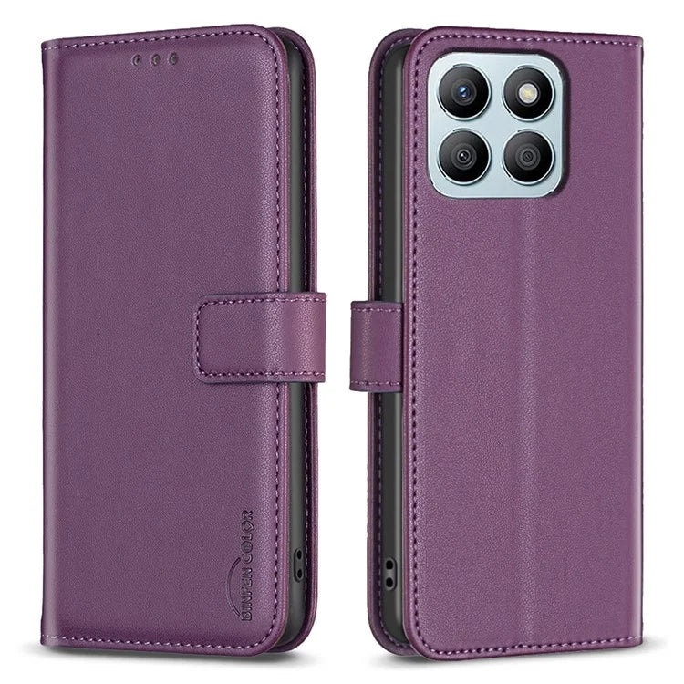 BINFEN COLOR BF17 For Honor X8b 4G Leather Phone Case Cover with Wallet Stand