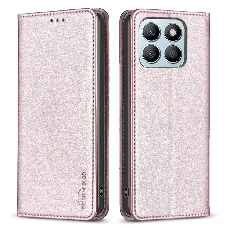 BINFEN COLOR BF18 For Honor X8b 4G Leather Case with Card Slots Magnetic Closing