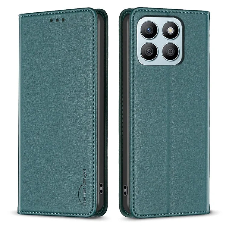 BINFEN COLOR BF18 For Honor X8b 4G Leather Case with Card Slots Magnetic Closing