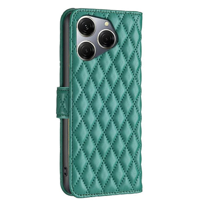 BINFEN COLOR BF Style-14 For Transsion Tecno Spark 20 Pro Leather Wallet Case Rhombus Grid Pattern