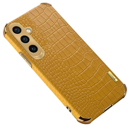 For Samsung Galaxy S24 Cell Phone Case Crocodile Texture 6D Electroplating Shockproof Cover