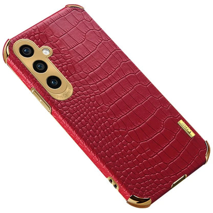 For Samsung Galaxy S24 Cell Phone Case Crocodile Texture 6D Electroplating Shockproof Cover