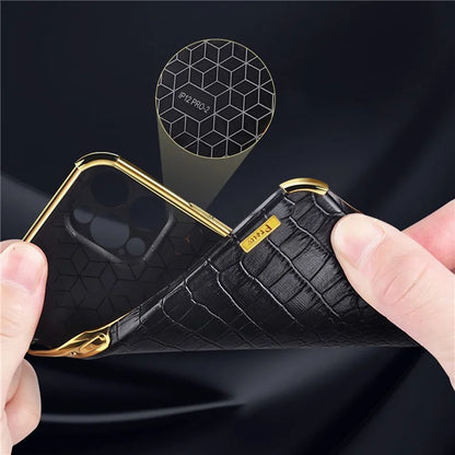 For Samsung Galaxy S24 Cell Phone Case Crocodile Texture 6D Electroplating Shockproof Cover