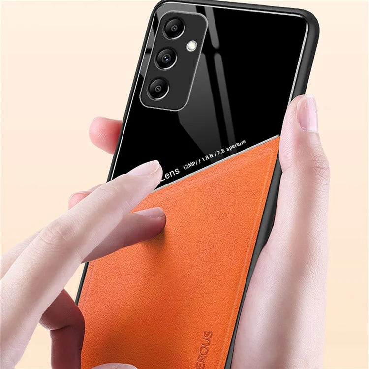 Back Shell for Samsung Galaxy A05s 4G Magnetic Car Mount Phone Guard PU+TPU+PC Cover