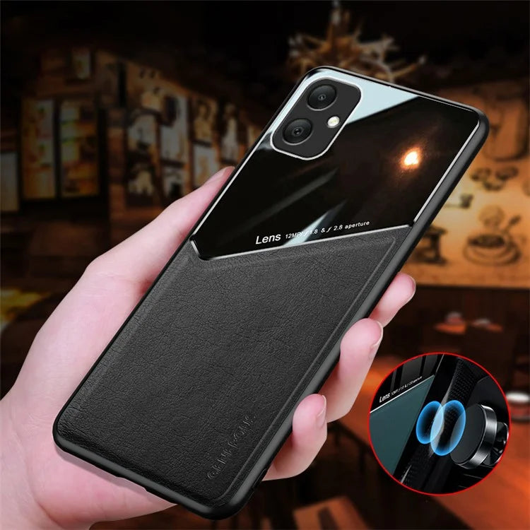 For Samsung Galaxy A05 4G Case PU+TPU+PC Magnetic Car Mount Phone Cover