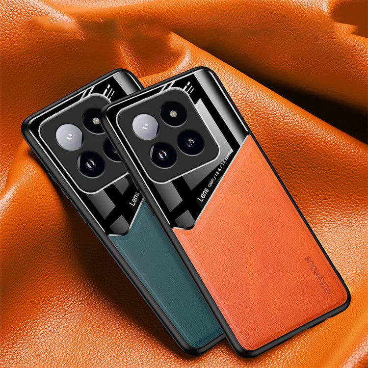 For Xiaomi 14 Pro Case PU+TPU+PC Phone Cover Work with Magnetic Car Mount