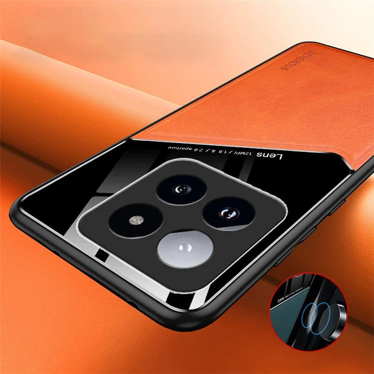 For Xiaomi 14 Pro Case PU+TPU+PC Phone Cover Work with Magnetic Car Mount