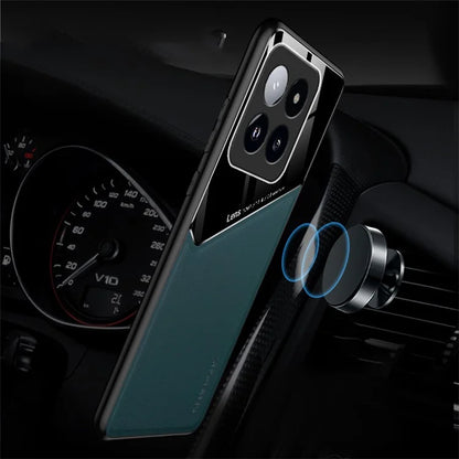 For Xiaomi 14 Pro Case PU+TPU+PC Phone Cover Work with Magnetic Car Mount