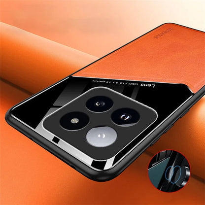 For Xiaomi 14 Pro Case PU+TPU+PC Phone Cover Work with Magnetic Car Mount