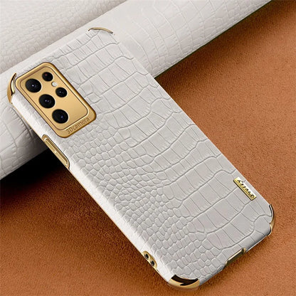 For Samsung Galaxy S23 Ultra Cell Phone Case Electroplating Crocodile Texture Back Cover