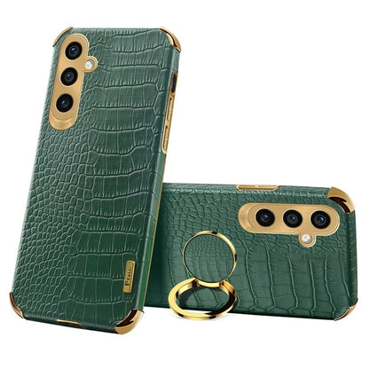 For Samsung Galaxy A15 4G / 5G Case Crocodile Texture Electroplated Phone Cover with Kickstand