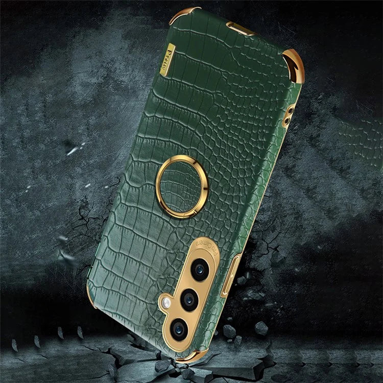 For Samsung Galaxy A15 4G / 5G Case Crocodile Texture Electroplated Phone Cover with Kickstand