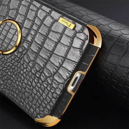 For Samsung Galaxy A35 5G Kickstand Case Electroplated Crocodile Texture Phone Cover