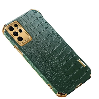 For Samsung Galaxy S22 Ultra 5G Crocodile Texture Cell Phone Case 6D Electroplating Cover