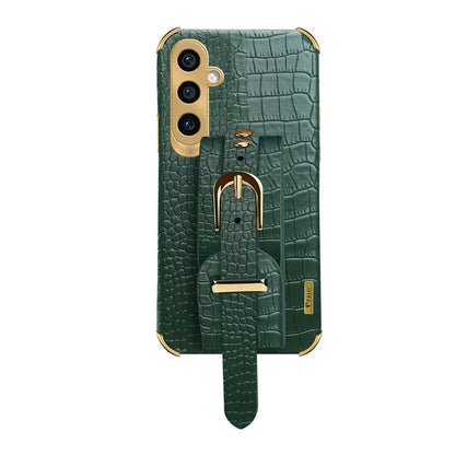 For Samsung Galaxy A15 4G / A15 5G Cell Phone Case Crocodile Texture Wristband Kickstand Back Cover
