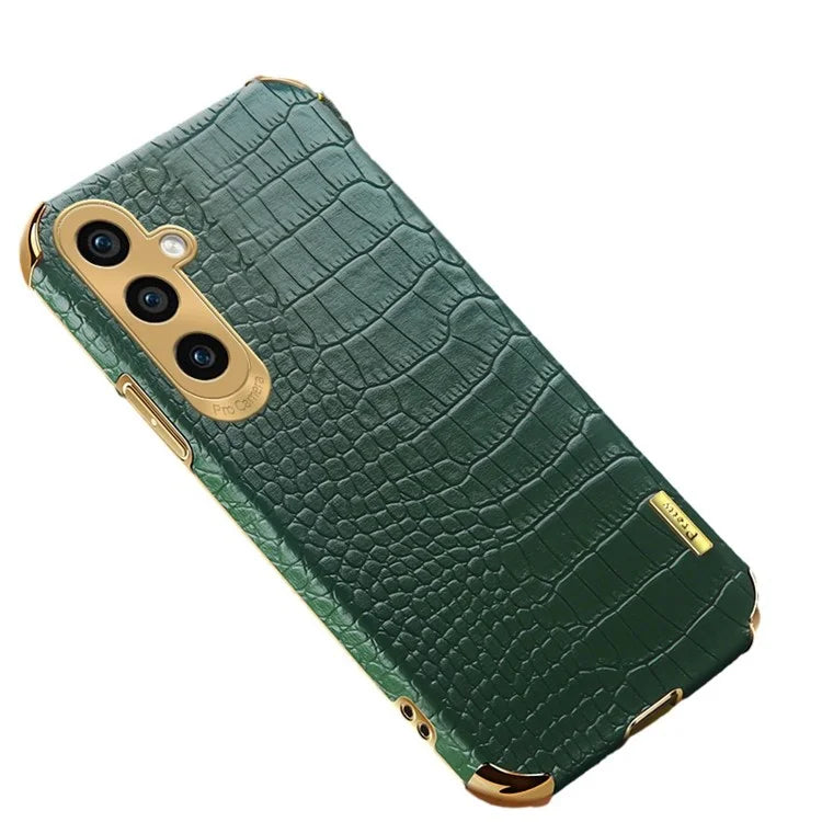For Samsung Galaxy A15 4G / 5G Case Crocodile Texture 6D Electroplating Smart Phone Cover