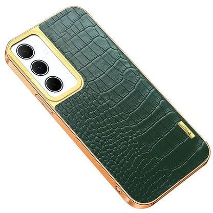 For Samsung Galaxy A35 5G Case 6D Electroplating Smart Phone Crocodile Texture Cover
