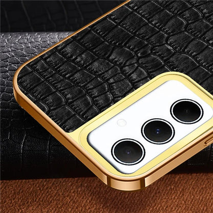 For Samsung Galaxy A35 5G Case 6D Electroplating Smart Phone Crocodile Texture Cover