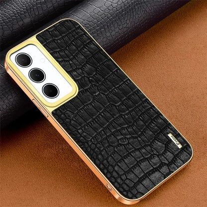 For Samsung Galaxy A35 5G Case 6D Electroplating Smart Phone Crocodile Texture Cover