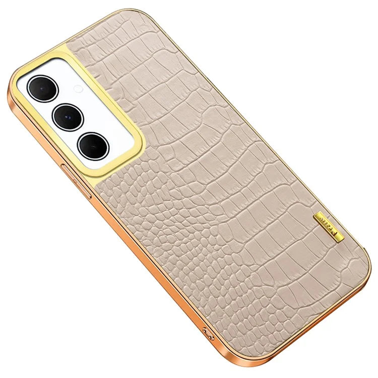 For Samsung Galaxy A35 5G Case 6D Electroplating Smart Phone Crocodile Texture Cover