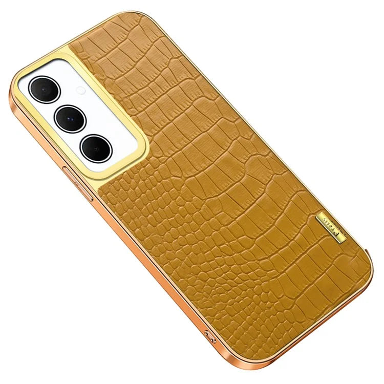For Samsung Galaxy A35 5G Case 6D Electroplating Smart Phone Crocodile Texture Cover
