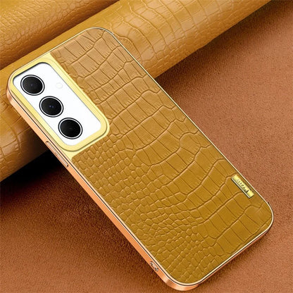 For Samsung Galaxy A35 5G Case 6D Electroplating Smart Phone Crocodile Texture Cover
