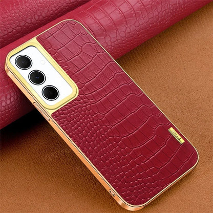 For Samsung Galaxy A35 5G Case 6D Electroplating Smart Phone Crocodile Texture Cover