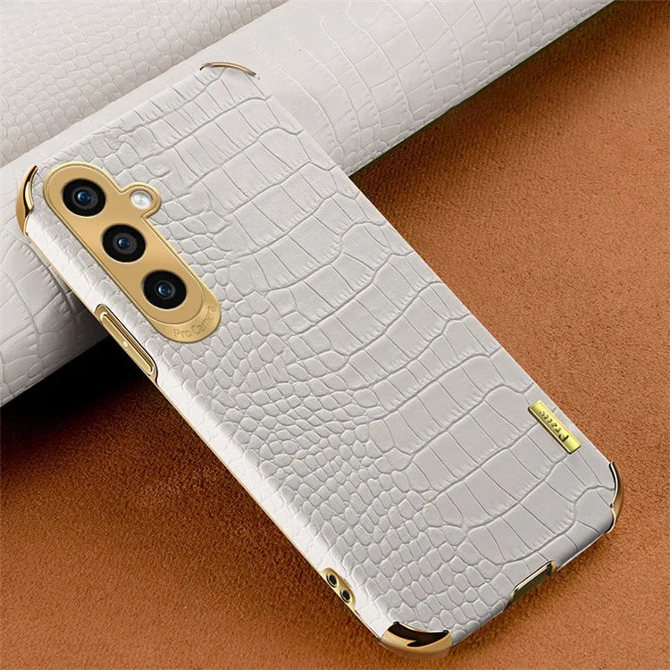 For Samsung Galaxy A25 5G (Global) (161.0 x 76.5 x 8.3mm) Cell Phone Case Crocodile Texture Electroplating Cover