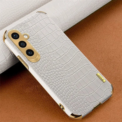 For Samsung Galaxy A25 5G (Global) (161.0 x 76.5 x 8.3mm) Cell Phone Case Crocodile Texture Electroplating Cover