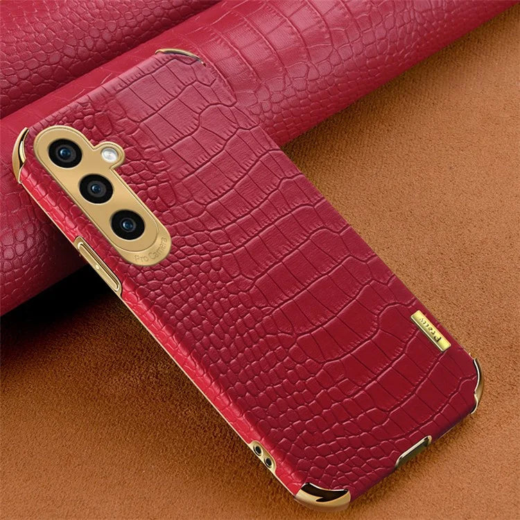 For Samsung Galaxy A25 5G (Global) (161.0 x 76.5 x 8.3mm) Cell Phone Case Crocodile Texture Electroplating Cover