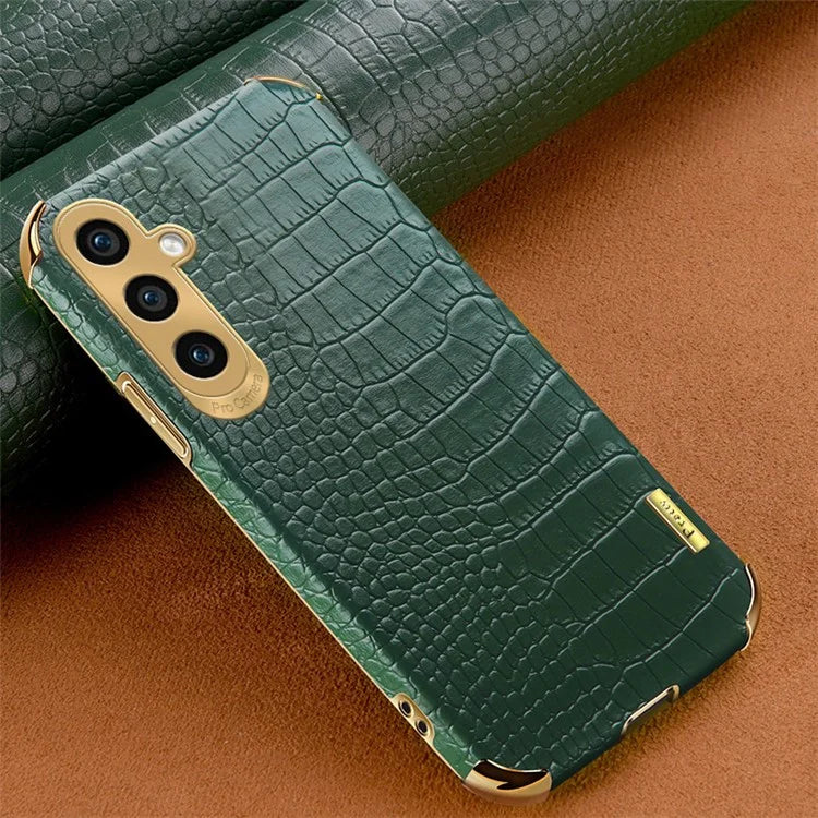 For Samsung Galaxy A25 5G (Global) (161.0 x 76.5 x 8.3mm) Cell Phone Case Crocodile Texture Electroplating Cover