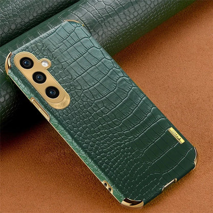 For Samsung Galaxy A25 5G (Global) (161.0 x 76.5 x 8.3mm) Cell Phone Case Crocodile Texture Electroplating Cover