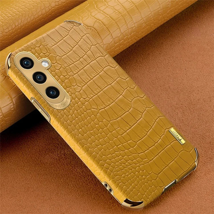 For Samsung Galaxy A25 5G (Global) (161.0 x 76.5 x 8.3mm) Cell Phone Case Crocodile Texture Electroplating Cover