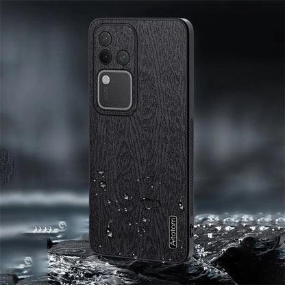 For vivo S18 Pro 5G Case Wood Grain Anti-scratch PU+PC+TPU Protective Shell