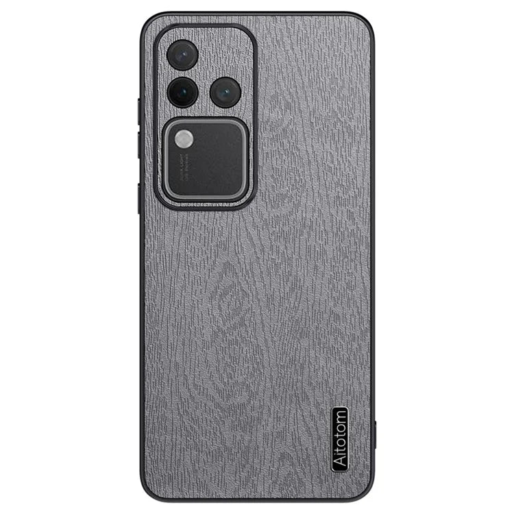 For vivo S18 Pro 5G Case Wood Grain Anti-scratch PU+PC+TPU Protective Shell