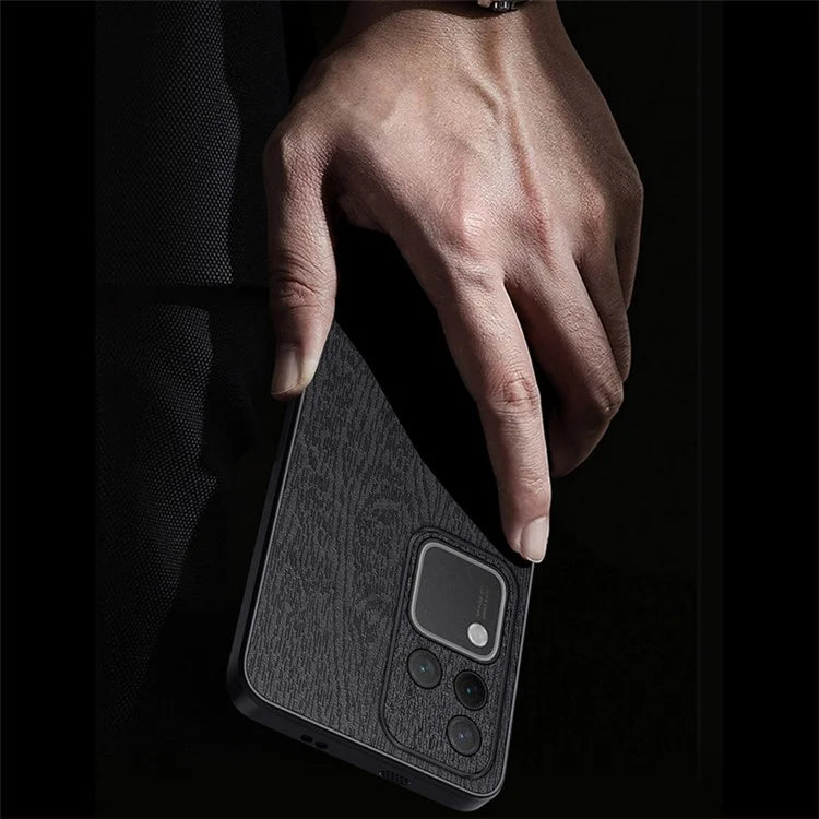 For vivo S18 Pro 5G Case Wood Grain Anti-scratch PU+PC+TPU Protective Shell