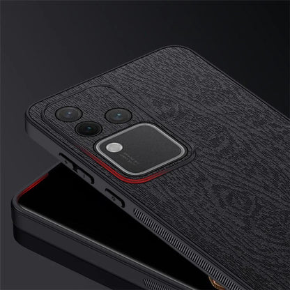 For vivo S18 Pro 5G Case Wood Grain Anti-scratch PU+PC+TPU Protective Shell