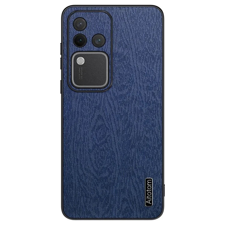For vivo S18 Pro 5G Case Wood Grain Anti-scratch PU+PC+TPU Protective Shell