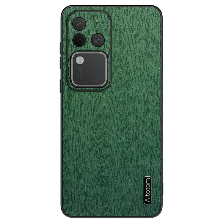 For vivo S18 Pro 5G Case Wood Grain Anti-scratch PU+PC+TPU Protective Shell