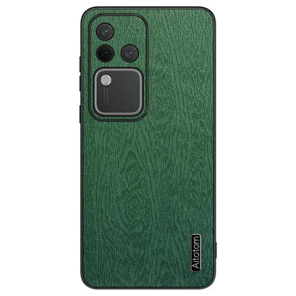 For vivo S18 Pro 5G Case Wood Grain Anti-scratch PU+PC+TPU Protective Shell