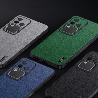 For vivo S18 Pro 5G Case Wood Grain Anti-scratch PU+PC+TPU Protective Shell