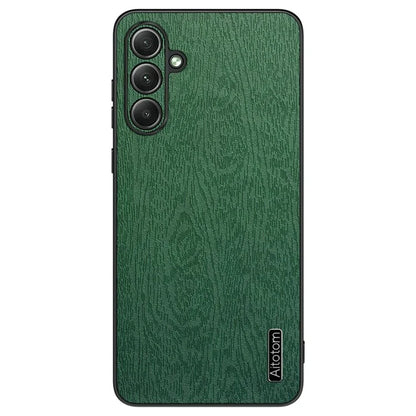 For Samsung Galaxy A35 5G Case Scratch-proof Wood Grain PU+PC+TPU Phone Back Shell