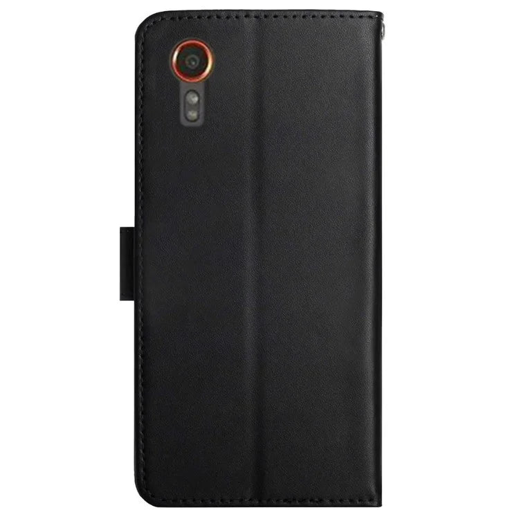 HT02 For Samsung Galaxy Xcover 7 Genuine Cow Leather Phone Case Wallet Flip Cover