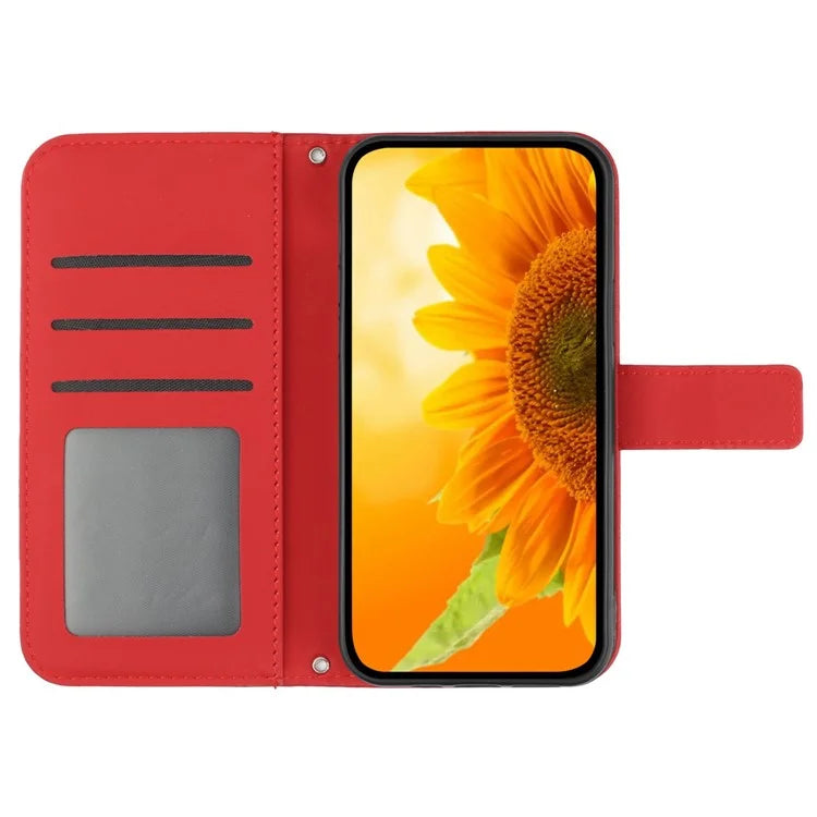 HT04 For Samsung Galaxy Xcover 7 Leather Case with Shoulder Strap Wallet Phone Cover